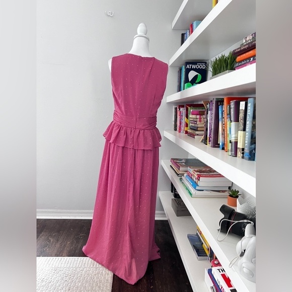 LDT Pink Chiffon Peplum Gown Size 6 - Picture 9 of 14